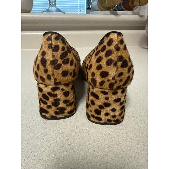 J. Crew Block-heel Pumps in Leopard Calf Hair Square Toe Size 8 - Picture 7 of 8